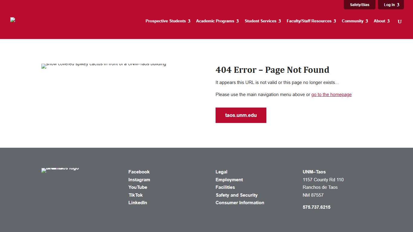 404 Not Found UNM Taos
